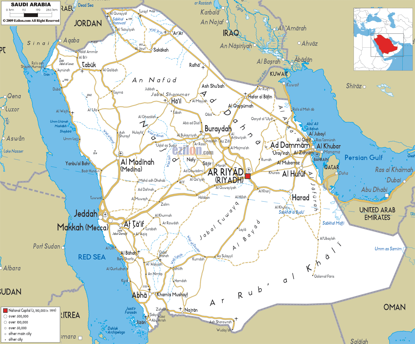Arabie Saoudite route carte